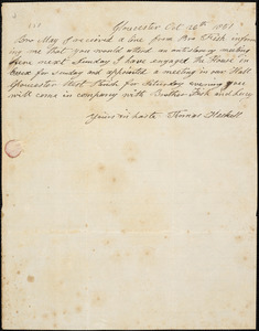 Letter from Thomas Haskell, Gloucester, [Massachusetts], to Samuel May, 1851 Oct[ober] 26th