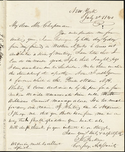 Letter from James C. Jackson, [New York], to Maria Weston Chapman, 1840 July 30