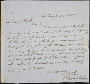 Letter from E.J. Johnson, New Bedford, [Massachusetts], to Samuel May, 1852 May 25th