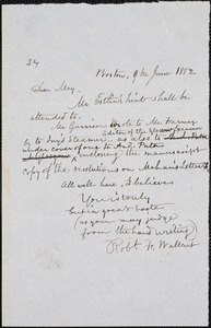 Letter from Robert Folger Wallcut, Boston, [Massachusetts], to Samuel May, 1852 June 9th