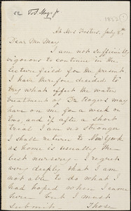 Letter from Sallie Holley, At Mrs. Fosters, to Samuel May, [1852] July 8th