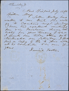Letter from Daniel Foster, New Bedford, [Massachusetts], to Samuel May, [18]52 July 15