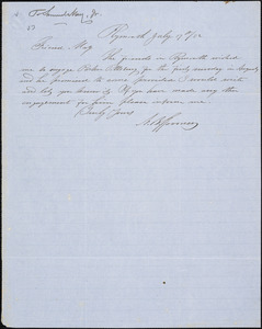 Letter from Nathaniel B. Spooner, Plymouth, [Massachusetts], to Samuel May, [18]52 July 19th