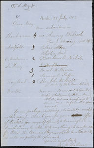 Letter from Robert Folger Wallcut, Boston, [Massachusetts], to Samuel May, 1852 July 28
