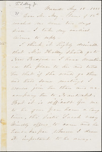 Letter from Abby Kelley Foster, Worcester, [Massachusetts], to Samuel May, 1852 Aug[ust] 18