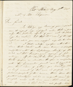 Letter from P. Tredwell, Port Plate, [Santo Domingo], to Maria Weston Chapman, 1841 May 17
