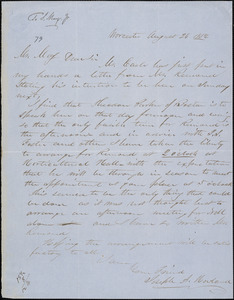 Letter from Joseph Avery Howland, Worcester, [Massachusetts], to Samuel May, 1852 August 26