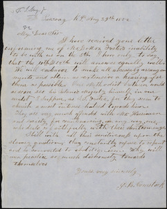 Letter from G.B. Comstock, Pascoag, R[hode] I[sland], to Samuel May, 1852 Aug[ust] 29th