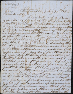 Letter from Charles Brigham, Feltonville, [now Hudson, Massachusetts], to Samuel May, 1852 August 30th