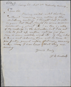 Letter from G.B. Comstock, Pascoag, R[hode] I[sland], to Samuel May, [1852] Sept[ember] 8th
