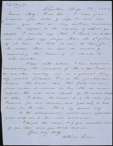 Letter from William Doane, Charlton, [Massahusetts], to Samuel May, 1852 Sept[ember] 13