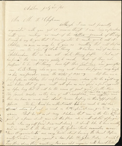 Letter from Alvan Ward, Ashburnham, [Massachusetts], to Maria Weston Chapman, [1840] July 23