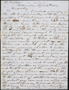 Letter from Chales Brigham, Feltonville, [now Hudson, Massachusetts], to Samuel May, 1852 Sept[ember] 14th