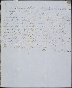 Letter from Daniel Foster, Manchester, Mass[achusetts], to Samuel May, 1852 Sept[ember] 22