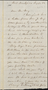 Letter from Lucy Stone, West Brookfield, [Massachusetts], to Samuel May, [1852] Sept[ember] 22