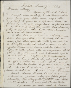 Letter from Francis Jackson, Boston, [Massachusetts], to Samuel May, 1853 June 7