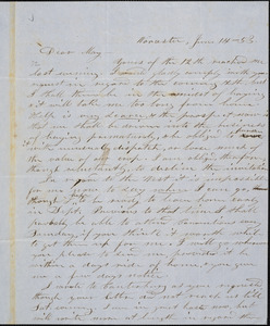 Letter from Stephen Symonds Foster, Worcester, [Massachusetts], to Samuel May, [18]53 June 14