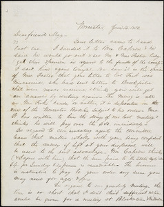 Letter from J.H. Crane, Worcester, [Massachusetts], to Samuel May, 1853 June 14