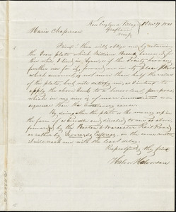 Letter from Halvor Halvorson, Grafton, [Massachusetts], to Maria Weston Chapman, 1841 January 19