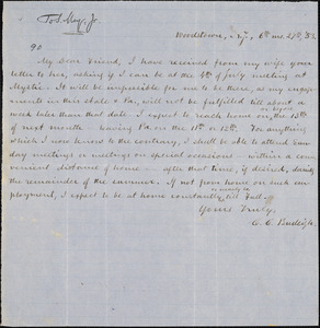 Letter from Charles Calistus Burleigh, Woodstown, N[ew] J[ersey], to Samuel May, [18]53 [June] 27th