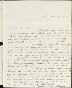 Letter from Lydia Dean, Salem, [Massachusetts], to Maria Weston Chapman, 1840 December 19