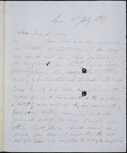 Letter from Parker Pillsbury, Lynn, [Massachusetts], to Samuel May, 1853 July 11th