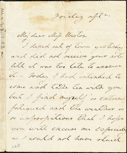 Letter from Margaret Fuller to Anne Warren Weston, [1840]