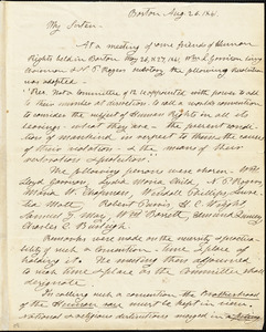 Letter from Henry Clarke Wright, Boston, [Massachusetts], to Maria Weston Chapman, 1841 Aug[ust] 26