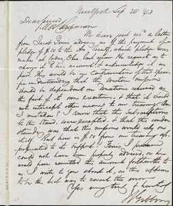 Letter from James Sloan Gibbons, New York, to Maria Weston Chapman, [18]43 Sep[tember] 20