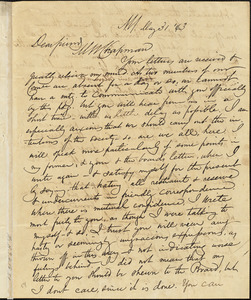 Letter from James Sloan Gibbons, New York, to Maria Weston Chapman, 1843 May 31