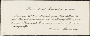 Letter from Eunice Dorman, Kennebunk, [Maine], to Maria Weston Chapman, 1843 December 6.