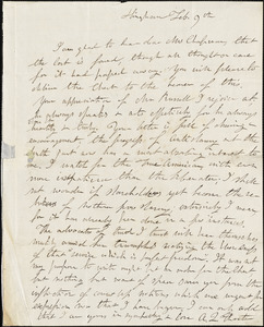 Letter from Hingham, [Massachusetts] to Maria Weston Chapman, Feb[ruary] 9