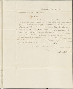 Letter from Francis Sales, Cambridge, [Massachusetts], to Maria Weston Chapman, 1842 Jan[uary] 8