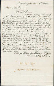 Letter from Erasmus Darwin Hudson, Northampton, [Massachusetts], to Maria Weston Chapman, 1842 Dec[ember] 11
