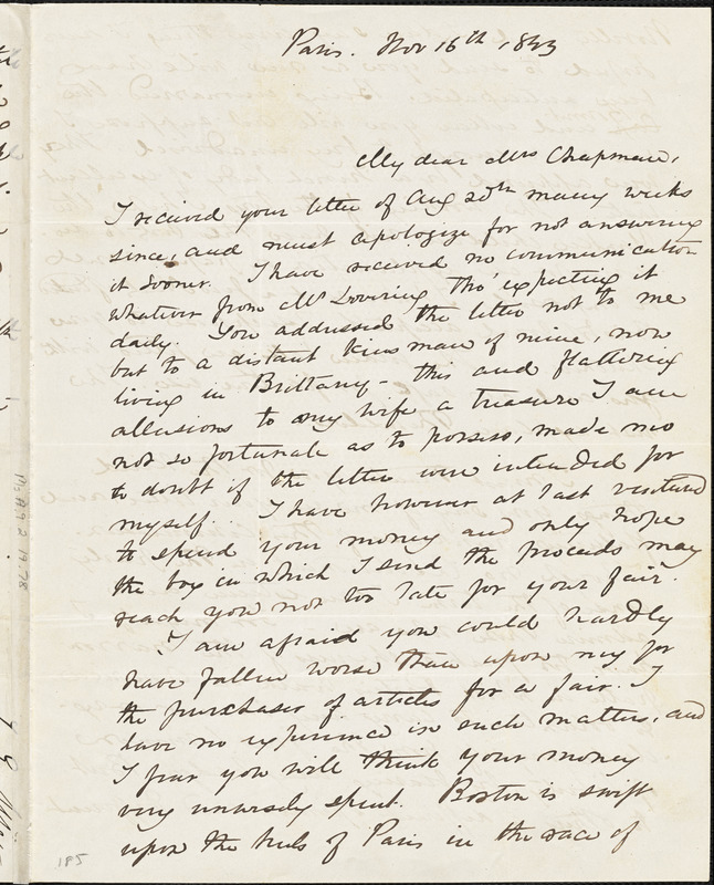 Letter from Thomas Gold Appleton, Paris, [France], to Maria Weston ...