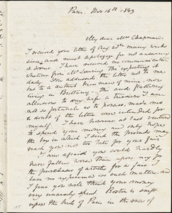 Letter from Thomas Gold Appleton, Paris, [France], to Maria Weston Chapman, 1843 Nov[ember] 16