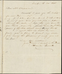 Letter from Daniel Brewer, Taunton, [Massachusetts], to Maria Weston Chapman, 1843 Dec[ember] 16