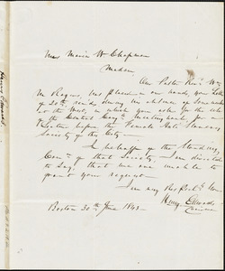 Letter from Joanna K. Ballou, Boston, [Massachusetts], to Maria Weston Chapman, 1843 June 30
