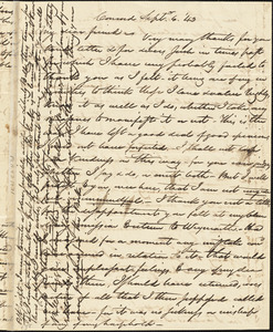 Letter from Nathaniel Peabody Rogers, Concord, [Massachusetts], to Maria Weston Chapman, 1843 Sep[tember] 6