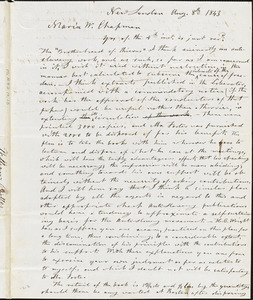 Letter from William Bolles, [New London, Connecticut], to Maria Weston Chapman, 1843 Aug[ust] 8