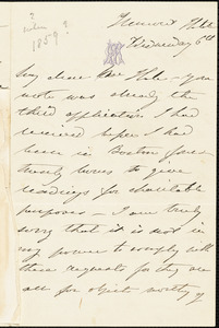 Letter from Francis Anne Kemble to Nathan Hale, [1859?] Wednesday 6th