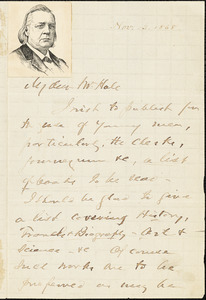 Letter from Henry Ward Beecher to Nathan Hale, 1868 Nov[ember] 12