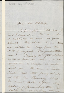 Letter from Harriet Beecher Stowe to Moses Dresser Phillips, 1856 Aug[ust] 15