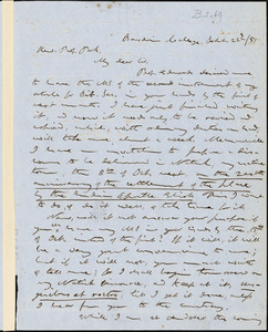 Letter from Calvin Ellis Stowe, Bowdoin College, [Maine], to Edwards Amasa Park, 1851 June 22