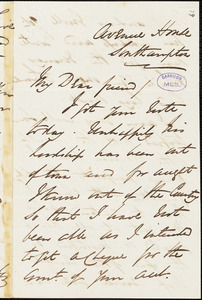 Letter from George Thompson, Southampton, [England], to Richard Davis Webb, 1842 Aug[ust] 13