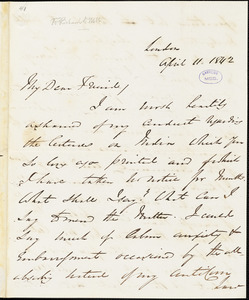 Letter from George Thompson, London, [England], to Richard Davis Webb, 1842 April 11