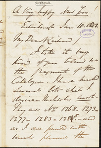 Letter from George Thompson, Edinburgh, [Scotland], to Richard Davis Webb, 1842 Jan[uary] 2