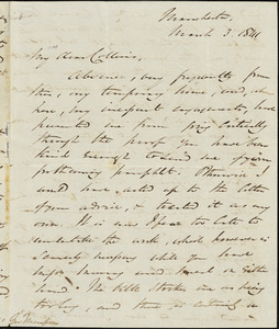 Letter from George Thompson, Manchester, [England], to John Anderson Collins, 1841 March 3