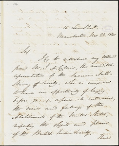 Letter from George Thompson, Manchester, [England], to Charles Edward Forbes, 1840 Nov[ember] 22