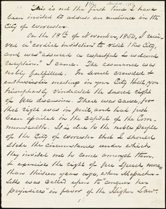 Speech by George Thompson, Worcester, [Massachusetts], 1864 March 28